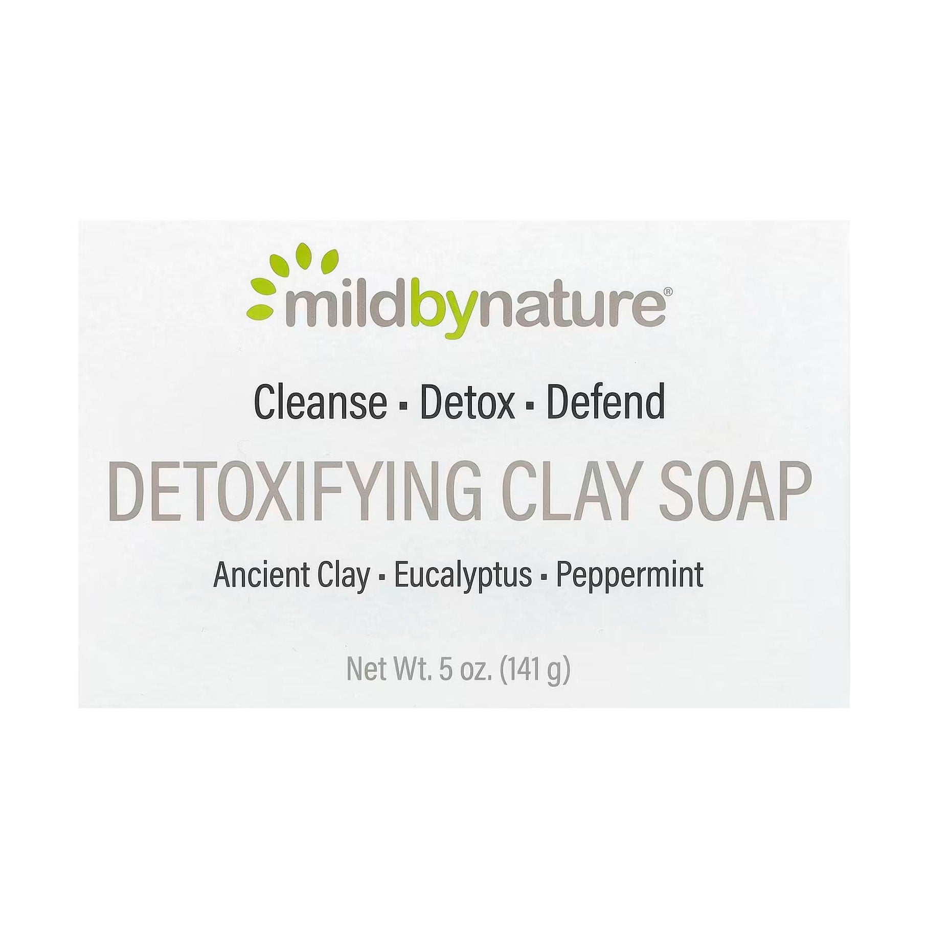 Очищувальне тверде мило mild by nature Detoxifying Clay Soap з глиною, з ароматом евкаліпта та перцевою м'ятою, 141 г